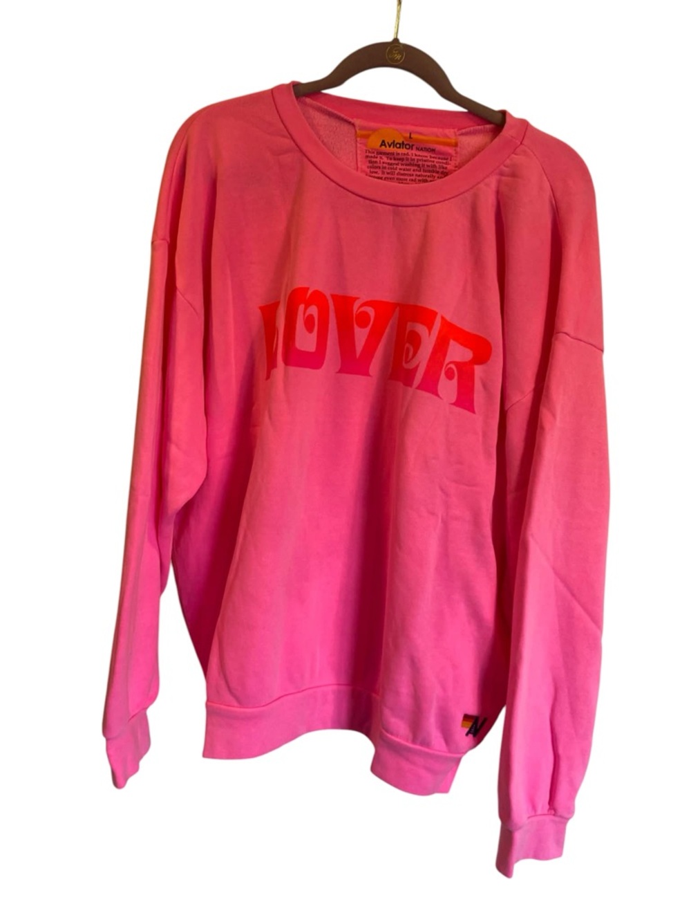 NWT Aviator Nation lover sweatshirt PINK Size L - Picture 2 of 6